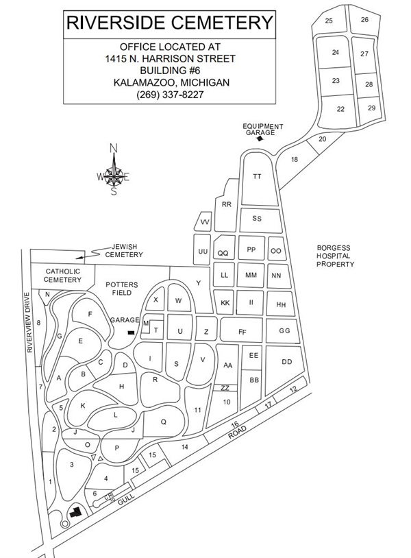 Riverside Cemetery Section Map