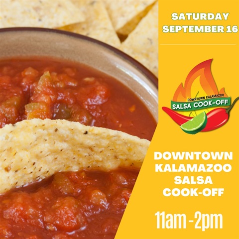 Graphic showing salsa and details for the downtown salsa cookoff.