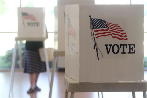 A photo of voting stations on election day.