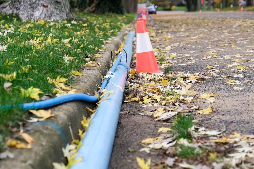 A photo of the bypass water system during CIPP lining in Milwood