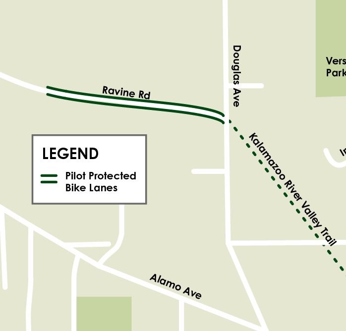 A map for protected bike lanes on Ravine Rd
