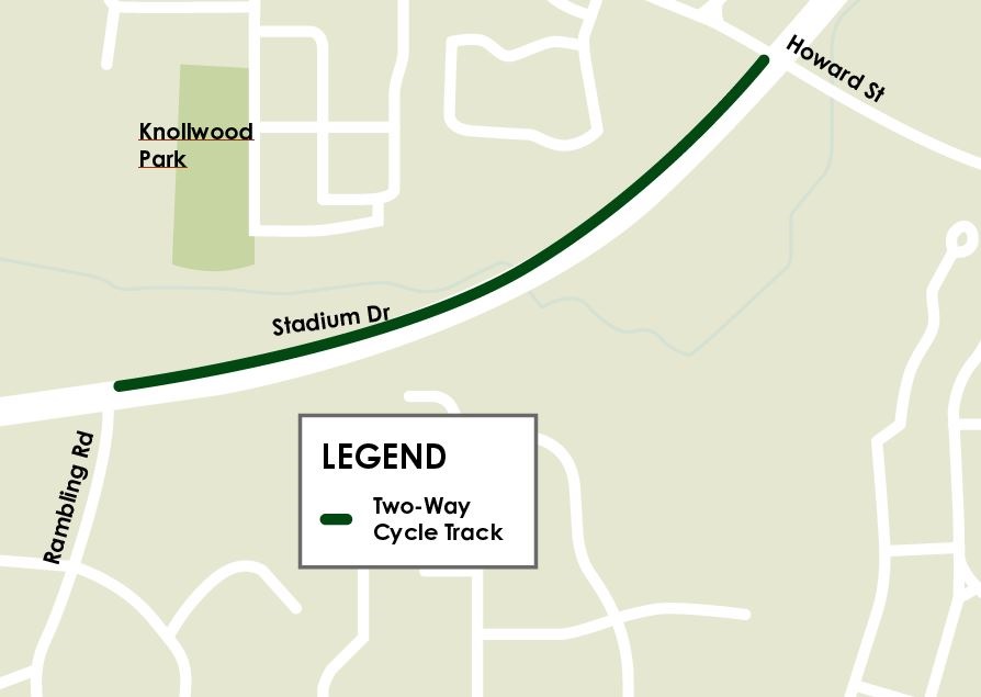 A map for a two-way cycle track on Stadium Dr