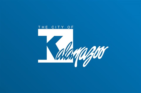 City of Kalamazoo Logo over a blue background