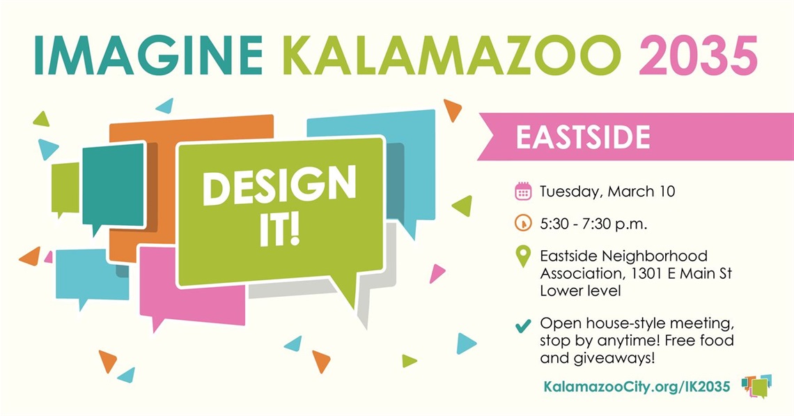 Banner graphic with details for Design It! meeting in the Eastside neighborhood. Details are all contained on this page.