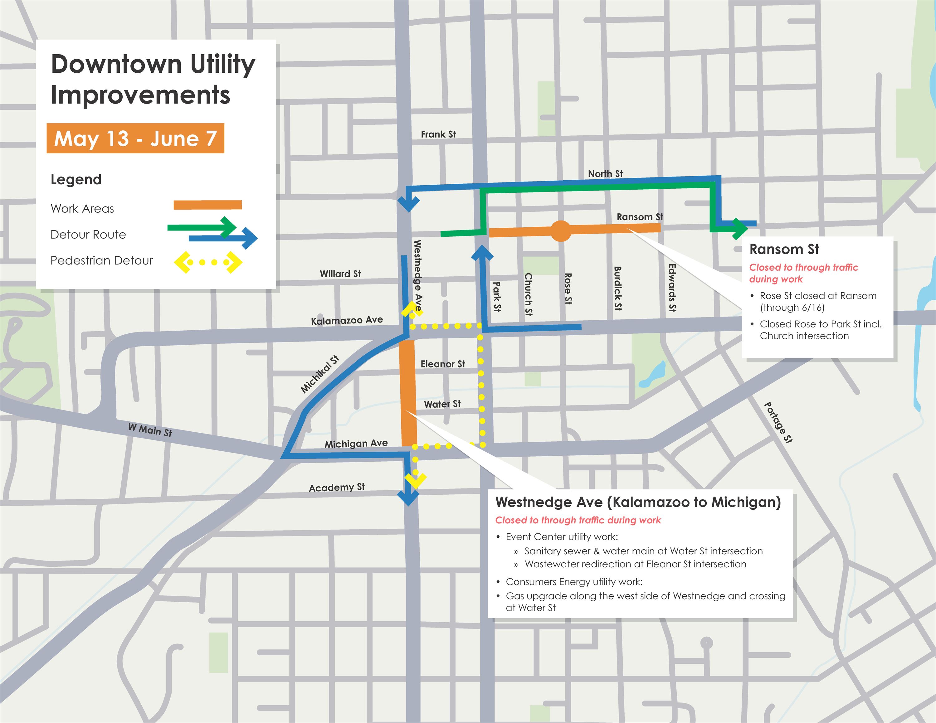 Road closure & detour map for phase one